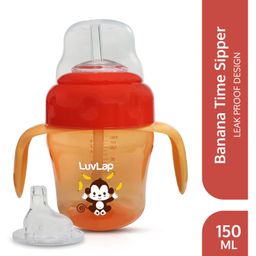 LuvLap Banana Time Sipper with Spout and Straw Orange - 150 ml-3