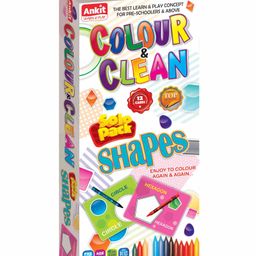 Ankit Toys Activity Colour and Clean Solo Pack Shapes Reusable Jumbo Flash Cards Coloring Kit Set of 12 - Multicolour-19