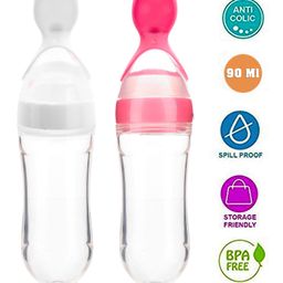 The Little Lookers Squeezy Silicone Food Feeder Pack of 2 White Pink - 90 ml each-image-26
