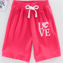 Doreme Mid Thigh Length Shorts Text Print - Dark Pink-picture-19