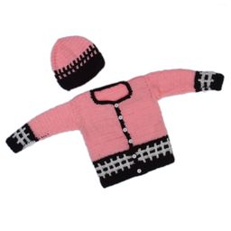 USHA ENTERPRISES Full Sleeves Hand Knitted Sweater With Cap - Light Pink-image-23