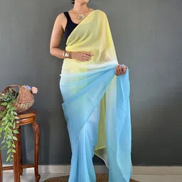 KALINI Ombre Dyed Pure Georgette Ready to Wear Saree with Blouse Piece-picture-9