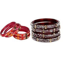 SOMIL Set Of 8 Multi Glass Artificial Stones and Beads Bangles-image-80