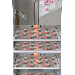 LooMantha 5-Pcs Red & White Printed Durable Fridge Cover-25