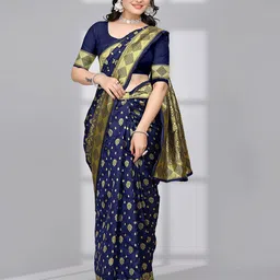 Pionex Floral Zari Pure Silk Ready to Wear Banarasi Saree-image-50