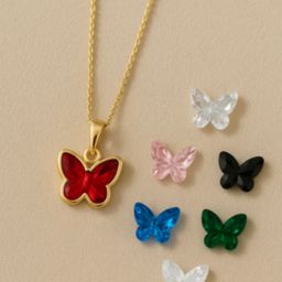 SUBHAGALANKAR Gold-Plated 7 In 1 Butterfly Pendant With Chain-image-43