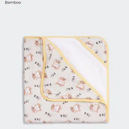 THE PLUSH CLUB Kids Green & White Monkute Printed 350 GSM Bamboo Bath Towel-image-53