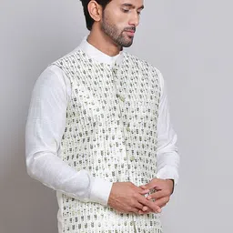 Jompers Men Embroidered Woven Nehru Jacket-41