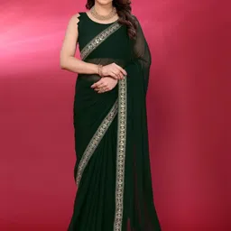 VS MALL Embroidered Poly Georgette Saree-picture-8