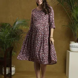 MomToBe Floral Print Maternity Fit & Flare Dress-picture-40