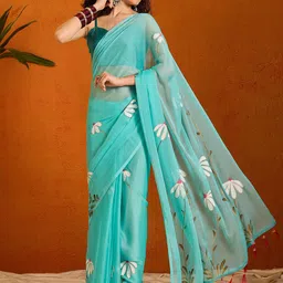 Mitera Floral Poly Chiffon Saree-22