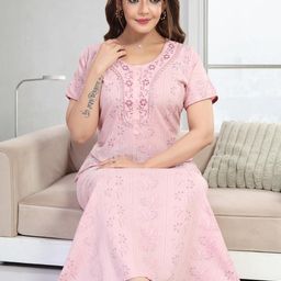 TRUNDZ Pink Pure Cotton Nightdress-image-42