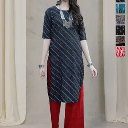 7Threads Women Ethnic Motifs Printed Gotta Patti Floral Crepe Kurta-image-73