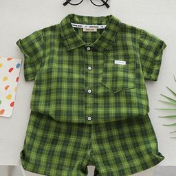 INCLUD Boys Checked Short Sleeves Shirt With Shorts-image-64