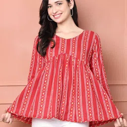Rajnandini Striped Ethnic Cotton Peplum Top-picture-18