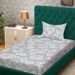 Myntra Elegant Homes Grey & White Printed 300 TC Single Bedsheet Set 2.25 m x 1.50 m-image-97