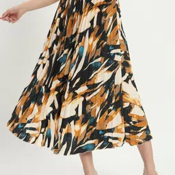 ZWERLON Women Abstract Printed  A-Line Skirt-image-21