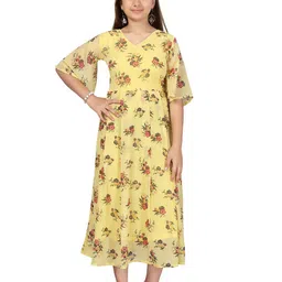 BAESD Floral Print Flared Sleeve Georgette Fit & Flare Midi Dress-96