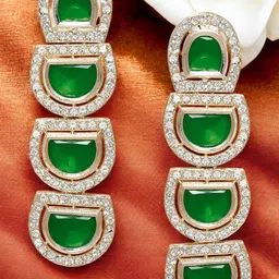 fabula Kundan Studded Geometric Shaped Drop Earrings-3