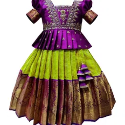 White Button Girls Embroidered Beads And Stones Cotton Ready to Wear Lehenga & Choli-51