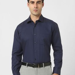 Van Heusen Textured Spread Collar Full Sleeves Opaque Regular Fit Formal Shirt-image-35