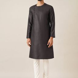 JAYPORE Round Neck Silk Straight Kurta-image-10
