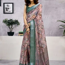 all about you Floral Printed Saree With Blouse Piece-image-62