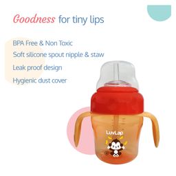 luv lap LuvLap Banana Time Sipper with Spout and Straw Orange - 150 ml image 2