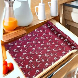 REVEXO Maroon & White Printed Water-Resistant Shelf Liner-27