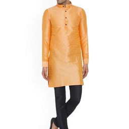 VEERA PARIDHAAN Floral Embroidered Jacquard Mandarin Collar Straight Kurta-image-24