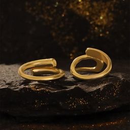Yellow Chimes Set of 2 Gold-Plated Statement Adjustable Finger Rings-27