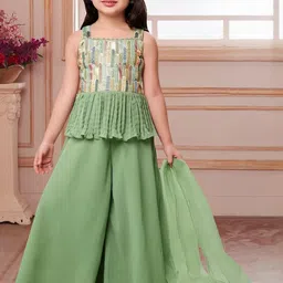 MD ENTERPRISE Girls Embellished Tunic with Palazzos-image-9