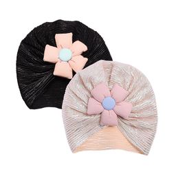 THE LITTLE LOOKERS Kids Cotton Soft Hosiery Turban Flower Bow Cap-image-87