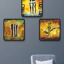 Aura Yellow & Black 3 Pieces Modern Wooden Wall Art-picture-18