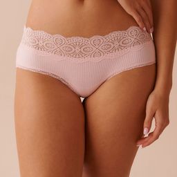 La Vie en Rose Ribbed Lace-Trim Hipster Briefs 20100528-60000-XS-39