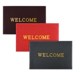 Kuber Industries Set Of 3 Maroon & Red, Grey Anti-Skid Doormats-45