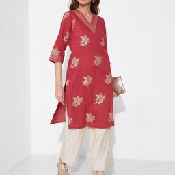 RANGMANCH BY PANTALOONS Women V-Neck Floral Printed Kurta-picture-22