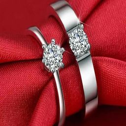 Vivity Set Of 2 Silver-Plated Cubic Zirconia-Studded Adjustable Finger Ring-15