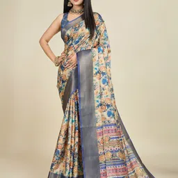 SHANVIKA Floral Printed Saree With Blouse Piece-image-4