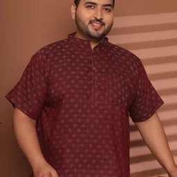 Enchanted Drapes Men Plus Size Geometric Printed Daily Cotton Straight Kurta-image-85