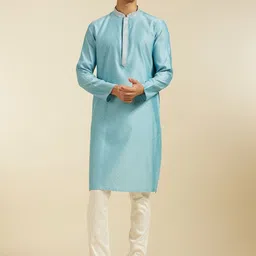 Diwas by Manyavar Floral Woven Design Mandarin Collar Thread Work Straight Kurta-picture-43