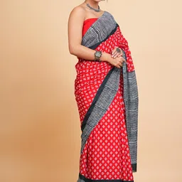 Lovwear Red Pure Cotton Sarees-picture-9
