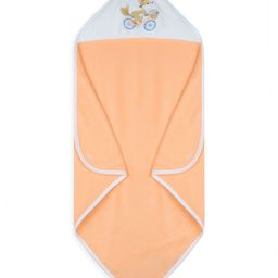 My Milestones Peach-Coloured Miss Marigold Embroidered Terry Cotton 550 GSM Hooded Towel-image-72