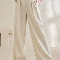 Chemistry Women Relaxed Straight Leg High-Rise Pleated Trousers-picture-24