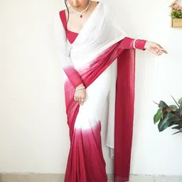Sidhidata Ombre Dyed Pure Georgette Ready to Wear Block Print Saree-23