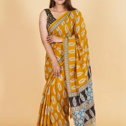 Lovwear Mustard Pure Cotton Sarees-picture-40