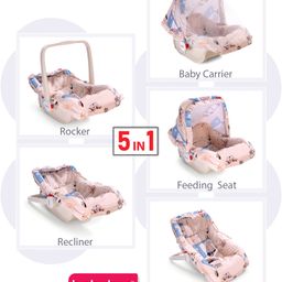 Babyhug Spring 5 in 1 Carry Cot Cum Rocker With Mosquito Net - Cream image 3