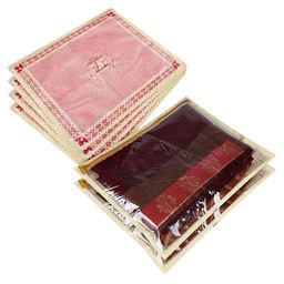 Kuber Industries Pink & Beige Pack of 6 Palki Printed Multi-Utility Organisers-32