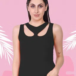 Mast & Harbour Women Cotton Sleeveless Cut Out Ribbed Tank Top-43