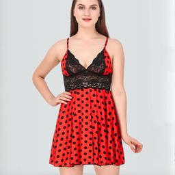 Dreambe Women Printed Satin Baby Dolls-image-133